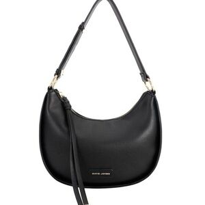 David Jones Black Round Shoulder Bag Crossbody Top Zip Modern New